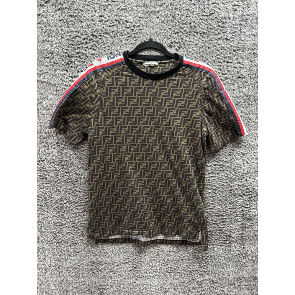 FENDI x FILA Zucca FF‎ Monogram Logo Tshirt Size Small